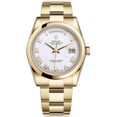 Rolex Day-Date 36 Yellow Gold Domed / Oyster / White Roman 118208-0087