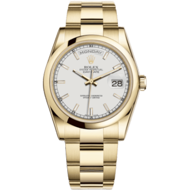 Rolex Day-Date 36 Yellow Gold Domed / Oyster / White 118208-0112