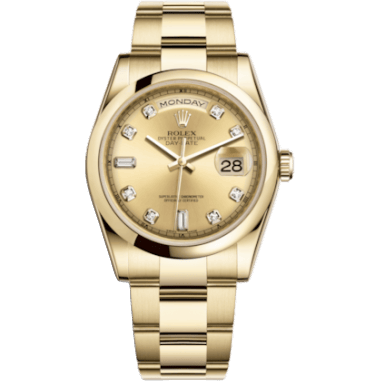 Rolex Day-Date 36 Yellow Gold Domed / Oyster / Champagne Diamond 118208-0115