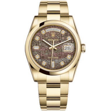 Rolex Day-Date 36 Yellow Gold Domed / Oyster / Black MOP Computer 118208-0139