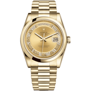 Rolex Day-Date 36 Yellow Gold Domed / President / Champagne Roman 118208-0326