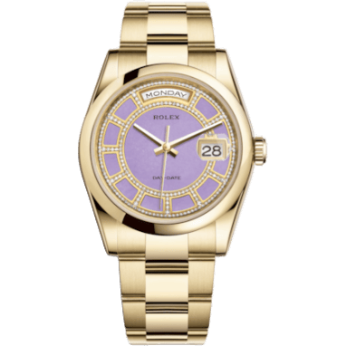 Rolex Day-Date 36 Yellow Gold Domed / Oyster / Lavender Carousel 118208-0355