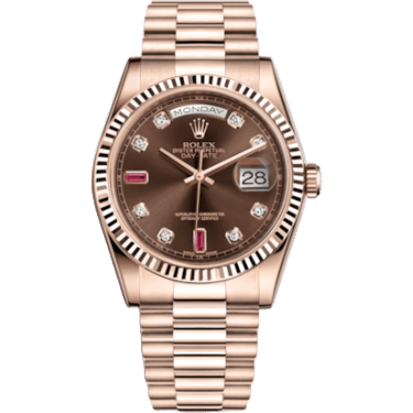 Day-Date 36 Everose Fluted / President / Chocolate Diamonds Rubies