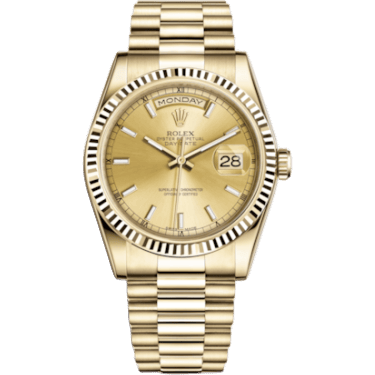 Rolex Day-Date 36 Yellow Gold Fluted / President / Champagne 118238-0103