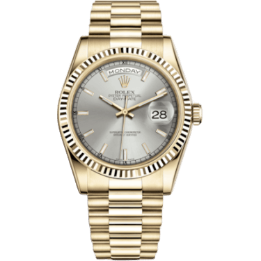 Rolex Day-Date 36 Yellow Gold Fluted / President / Silver 118238-0106