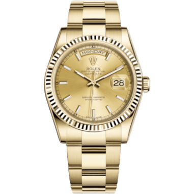 Rolex Day-Date 36 Yellow Gold Fluted / Oyster / Champagne 118238-0110