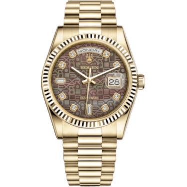 Rolex Day-Date 36 Yellow Gold Fluted / President / Black MOP Computer 118238-0112