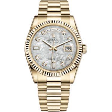 Rolex Day-Date 36 Yellow Gold Fluted / President / MOP 118238-0115