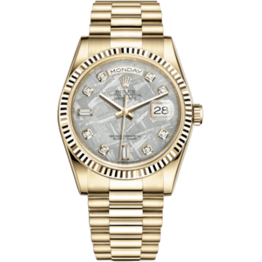 Rolex Day-Date 36 Yellow Gold Fluted / President / Meteorite 118238-0119