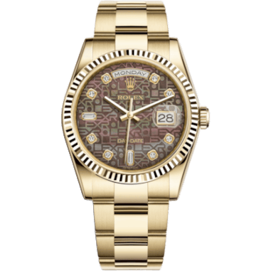 Rolex Day-Date 36 Yellow Gold Fluted / Oyster / Black MOP Computer 118238-0191