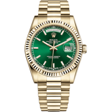 Rolex Day-Date 36 Yellow Gold Fluted / President / Green 118238-0419