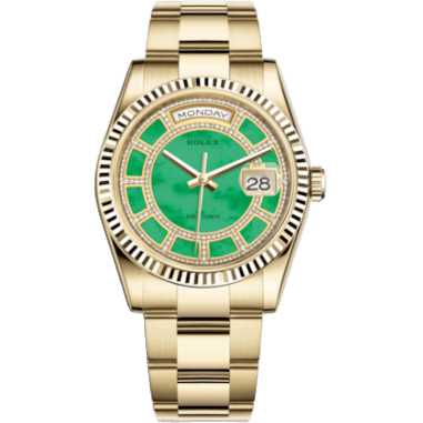 Rolex Day-Date 36 Yellow Gold Fluted / Oyster / Green Jade Carousel 118238-0438