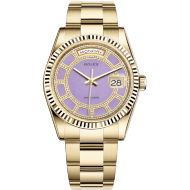 Rolex Day-Date 36 Yellow Gold Fluted / Oyster / Lavender Jade Carousel 118238-0439