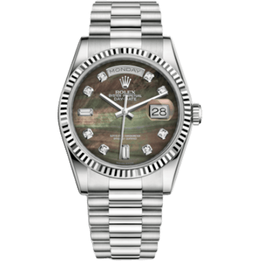 Rolex Day-Date 36 White Gold Fluted / President / Black MOP 118239-0076