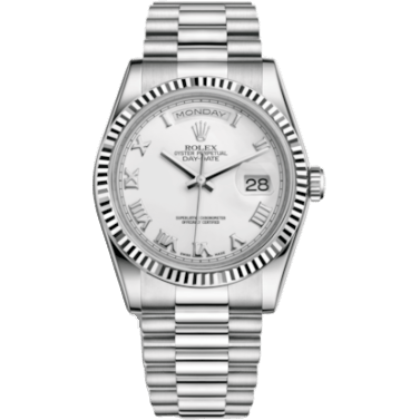 Rolex Day-Date 36 White Gold Fluted / President / White Roman 118239-0077