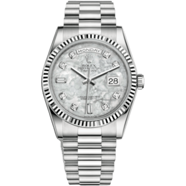 Rolex Day-Date 36 White Gold Fluted / President / MOP 118239-0080