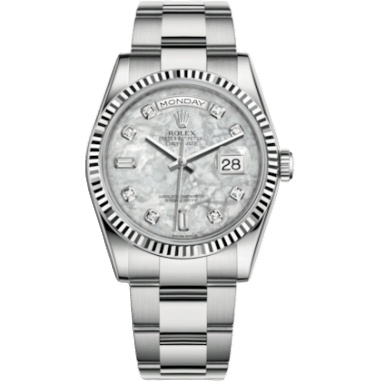 Rolex Day-Date 36 White Gold Fluted / Oyster / MOP 118239-0115