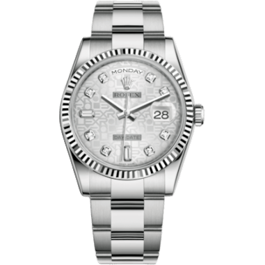 Rolex Day-Date 36 White Gold Fluted / Oyster / Silver Computer 118239-0143