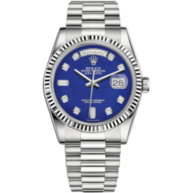 Rolex Day-Date 36 White Gold Fluted / President / Lapis Lazuli 118239-0276