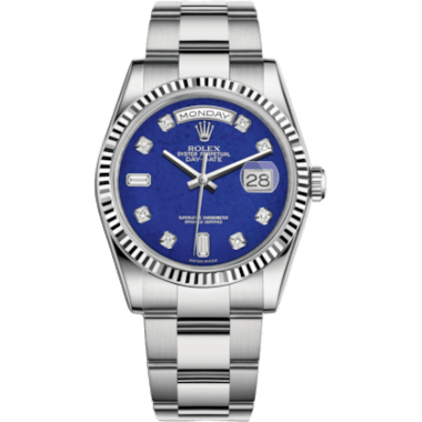 Rolex Day-Date 36 White Gold Fluted / Oyster / Lapis Lazuli 118239-0279