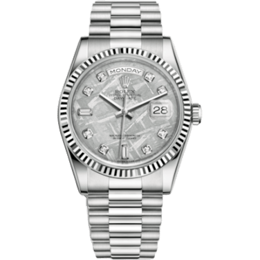 Rolex Day-Date 36 White Gold Fluted / President / Meteorite 118239-0294