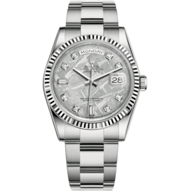Rolex Day-Date 36 White Gold Fluted / Oyster / Meteorite 118239-0295