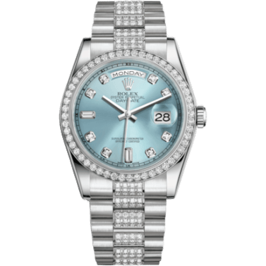 Rolex Day-Date 36 Platinum Diamonds / President Diamonds / Ice Blue Diamond 118346-0010