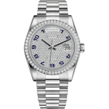 Rolex Day-Date 36 Platinum Diamonds / President / Paved 118346-0036