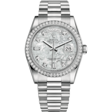 Rolex Day-Date 36 Platinum Diamonds / President / MOP 118346-0038