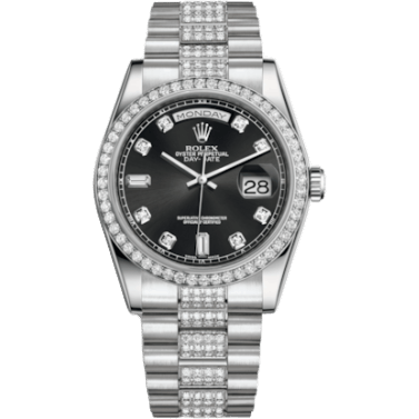 Rolex Day-Date 36 Platinum Diamonds / President Diamonds / Black Diamonds 118346-0057