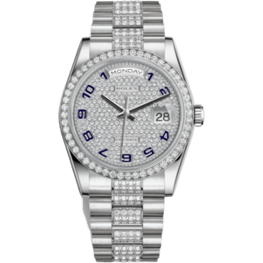Rolex Day-Date 36 Platinum Diamonds / President Diamond / Paved 118346-0059
