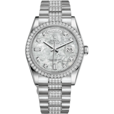 Rolex Day-Date 36 Platinum Diamonds / President Diamonds / MOP 118346-0073