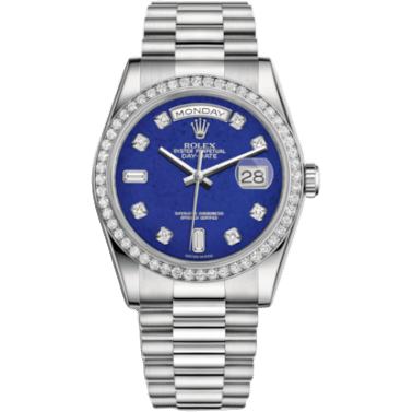 Rolex Day-Date 36 Platinum Diamonds / President / Lapis Diamonds 118346-0086