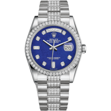 Rolex Day-Date 36 Platinum Diamonds / President Diamond / Lapis 118346-0089