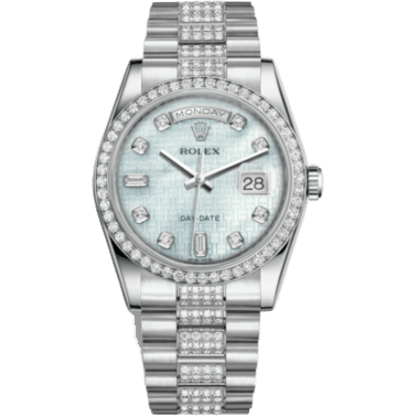 Rolex Day-Date 36 Platinum Diamonds / President Diamonds / MOP 118346-0090