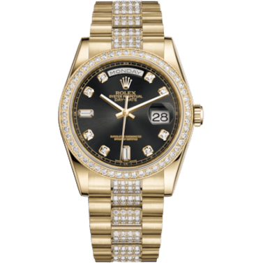 Rolex Day-Date 36 Yellow Gold Diamonds / President Diamond / Black Diamond 118348-0014