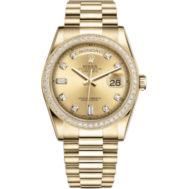 Rolex Day-Date 36 Yellow Gold Diamonds / President / Champagne Diamonds 118348-0018