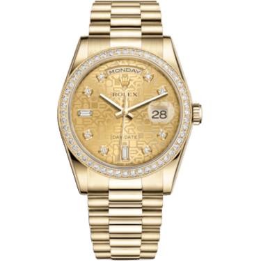 Rolex Day-Date 36 Yellow Gold Diamonds / President / Champagne Computer 118348-0019