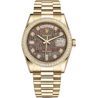 Rolex Day-Date 36 Yellow Gold Diamonds / President / Black MOP Computer 118348-0026
