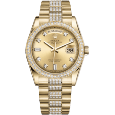 Rolex Day-Date 36 Yellow Gold Diamonds / President Diamond / Black Diamond 118348-0029