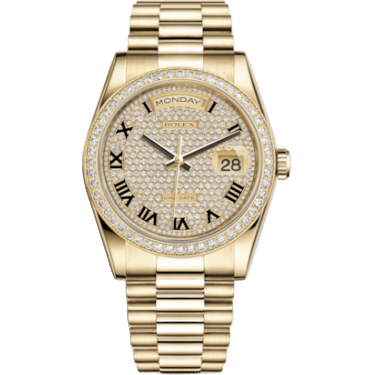 Rolex Day-Date 36 Yellow Gold Diamonds / President / Paved 118348-0033