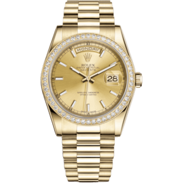 Rolex Day-Date 36 Yellow Gold Diamonds / President / Champagne 118348-0035