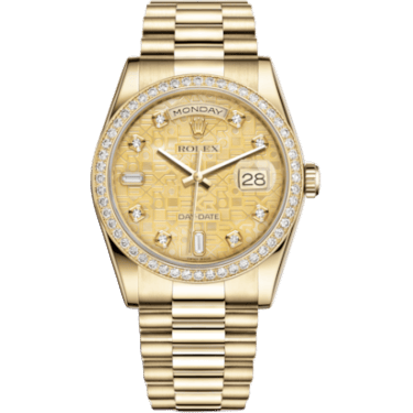 Rolex Day-Date 36 Yellow Gold Diamonds / President / Champagne MOP Computer 118348-0037