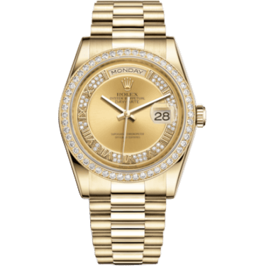 Rolex Day-Date 36 Yellow Gold Diamonds / President / Champagne Roman 118348-0071
