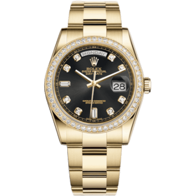 Day-Date 36 Yellow Gold Diamonds / Oyster / Black Diamonds