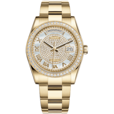 Rolex Day-Date 36 Yellow Gold Diamonds / Oyster / Paved Roman 118348-0127