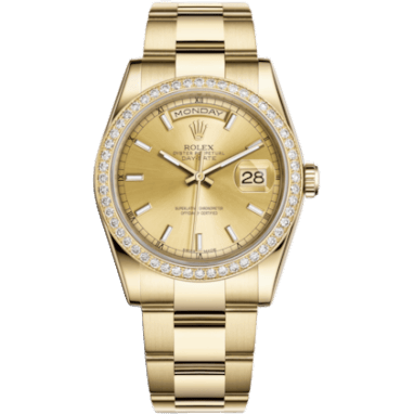 Rolex Day-Date 36 Yellow Gold Diamonds / Oyster / Champagne 118348-0134