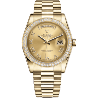 Rolex Day-Date 36 Yellow Gold Diamonds / President / Champagne Roman 118348-0147