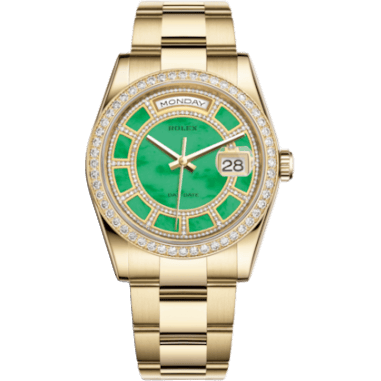 Rolex Day-Date 36 Yellow Gold Diamonds / Oyster / Green Jade Carousel 118348-0181