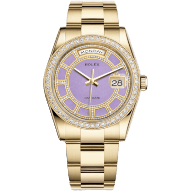 Rolex Day-Date 36 Yellow Gold Diamonds / Oyster / Lavender Jade Carousel 118348-0190